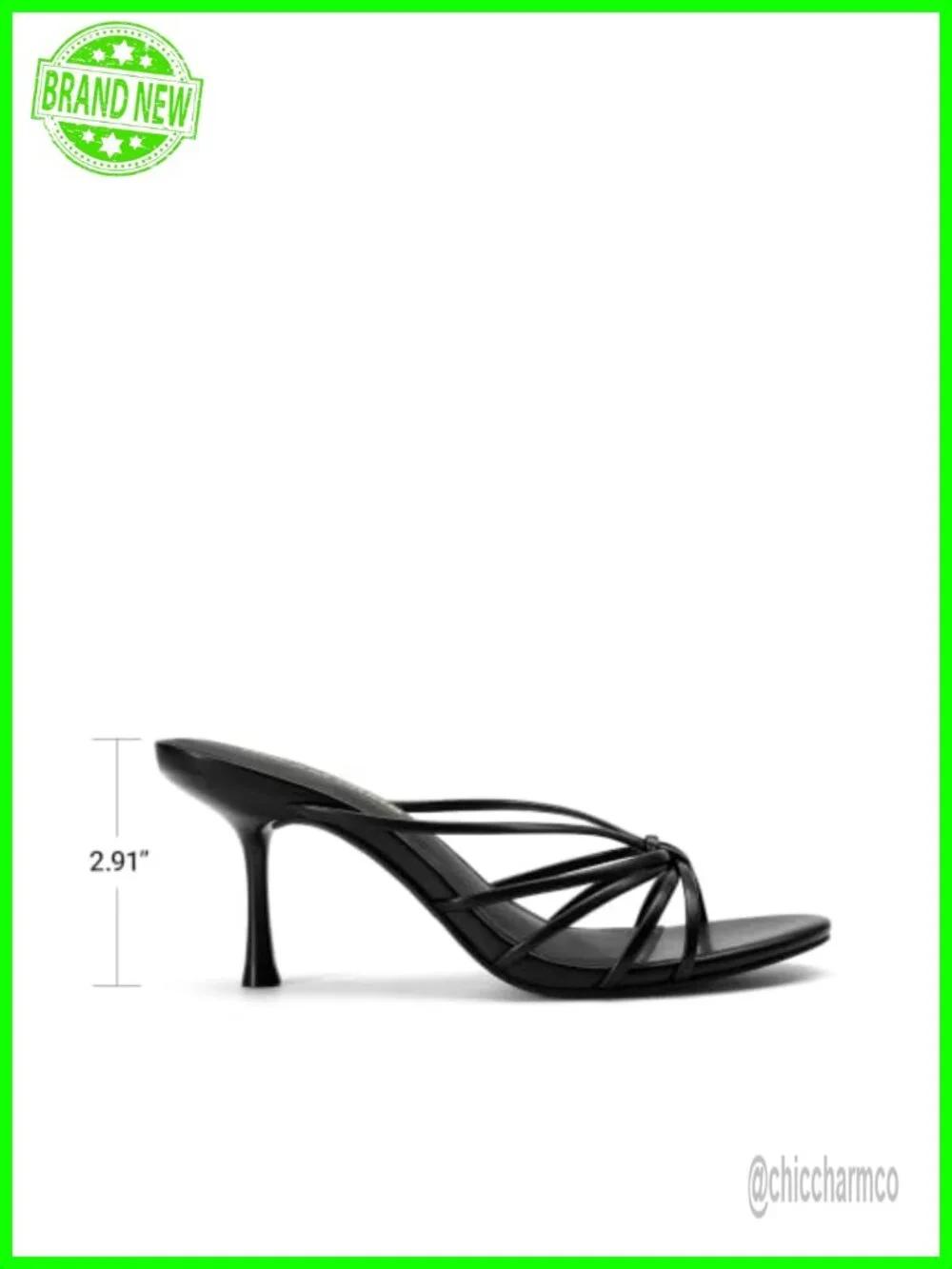 Kitten Heel Strappy Sandals Womens 2.91in Stiletto Mule Open Toe Dress Shoes